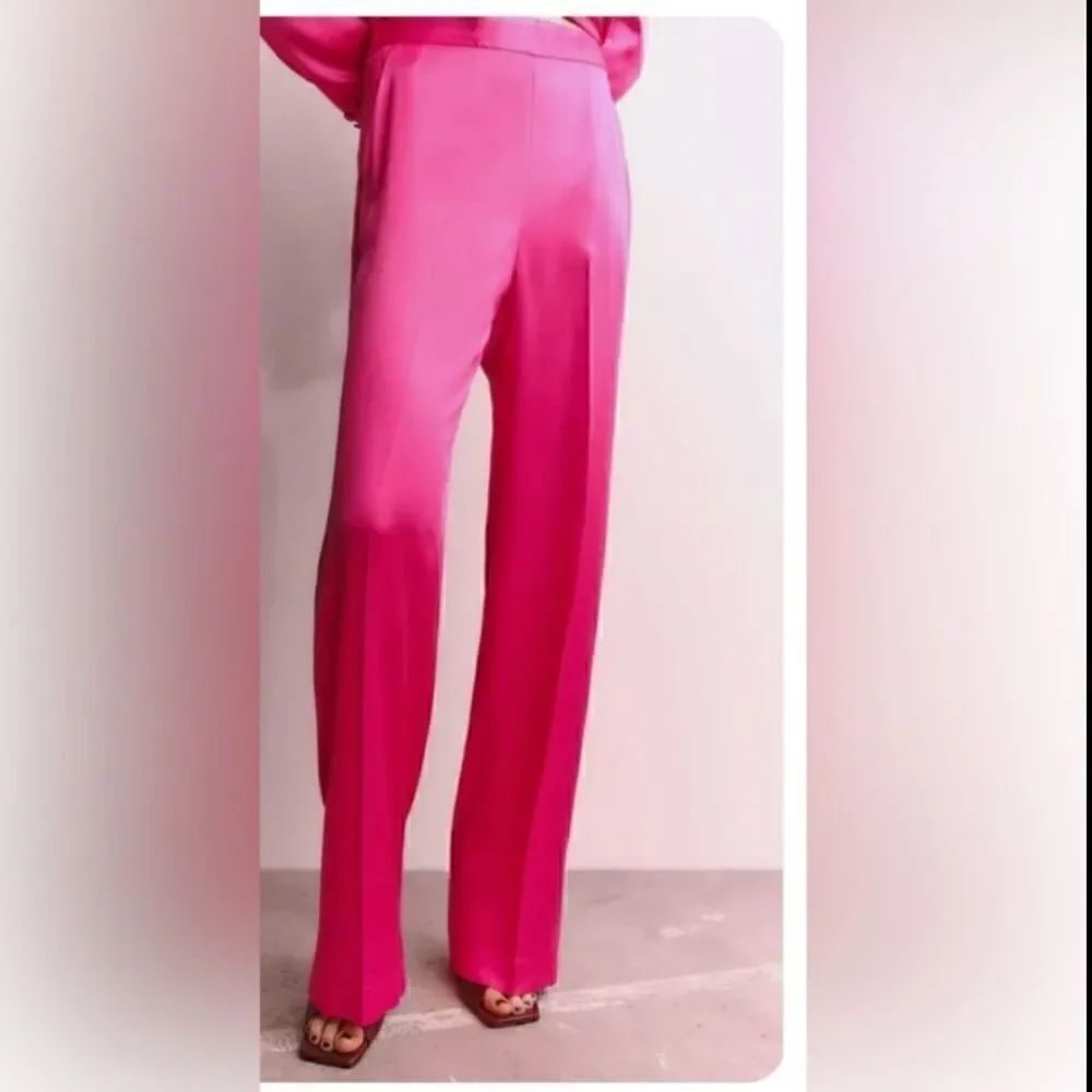 Zara Pink Satin Effect Dress Pants(Size Small)